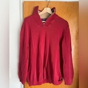 Vintage 90s Façonable Red Quarter Zip knit sweater in L